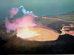 Artist's impression of the eruption that built Rano Raraku
