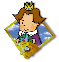 IBM's WebBoy artwork: a cartoon prince in a gold crown holding a globe