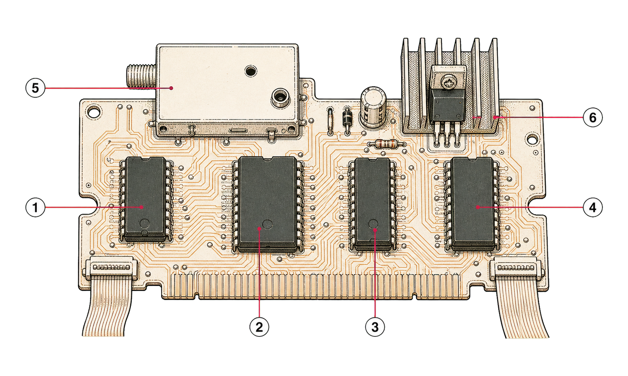 Survey drawing of the ZX81 main board: ROM, Z80A CPU, 1k RAM and the Ferranti custom chip