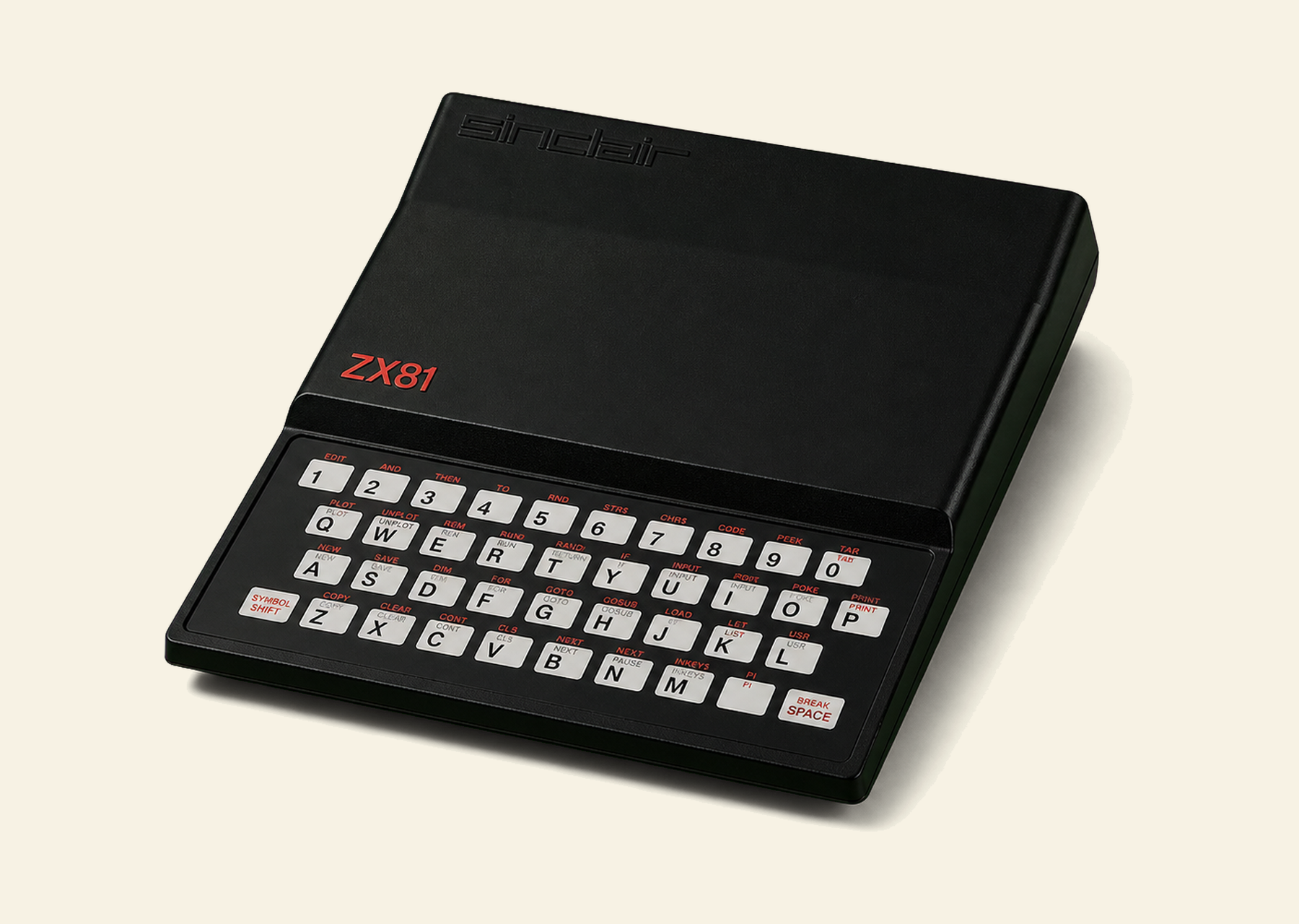 The Sinclair ZX81: a small black wedge with a membrane keyboard