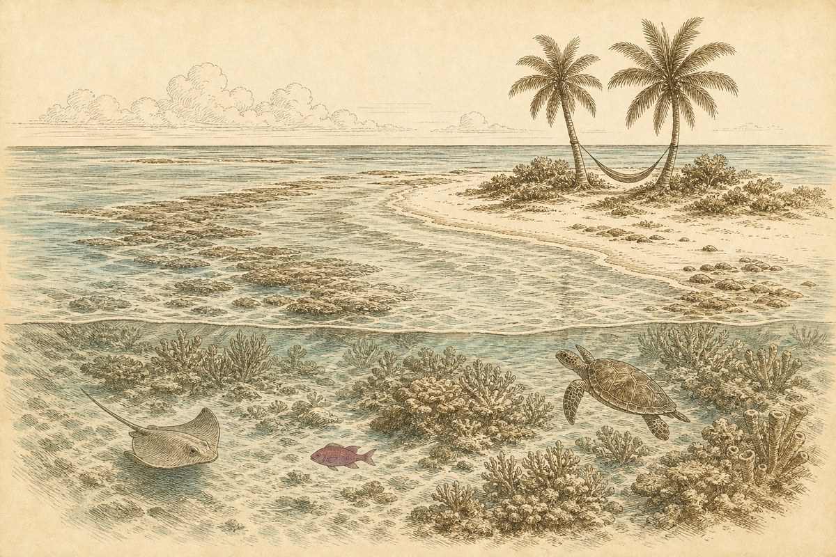 The Belize Barrier Reef and a sand caye