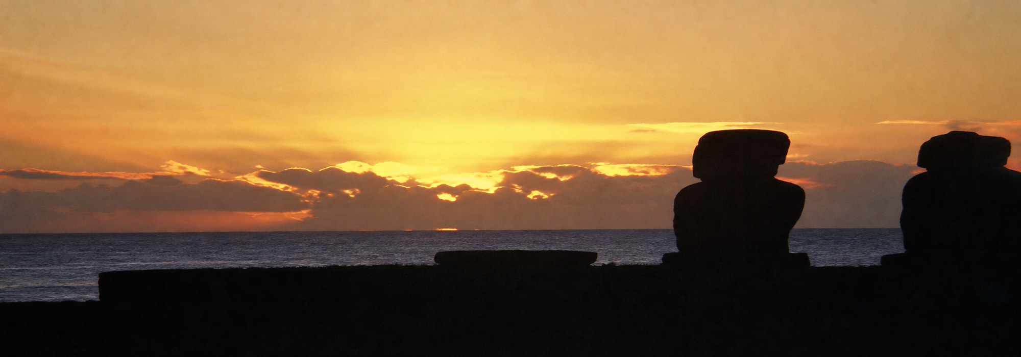 Moai on Easter Island against the Pacific