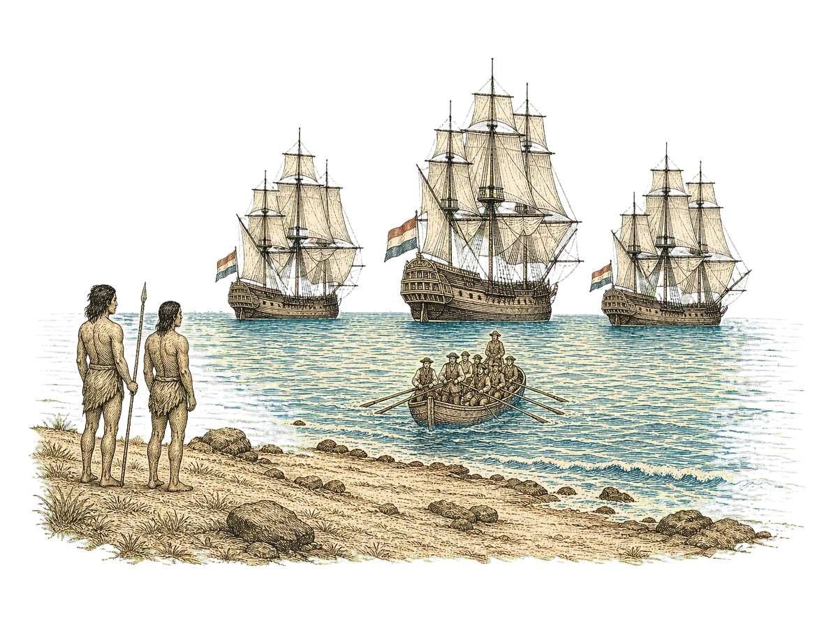 Three Dutch ships of 1722 standing off the coast