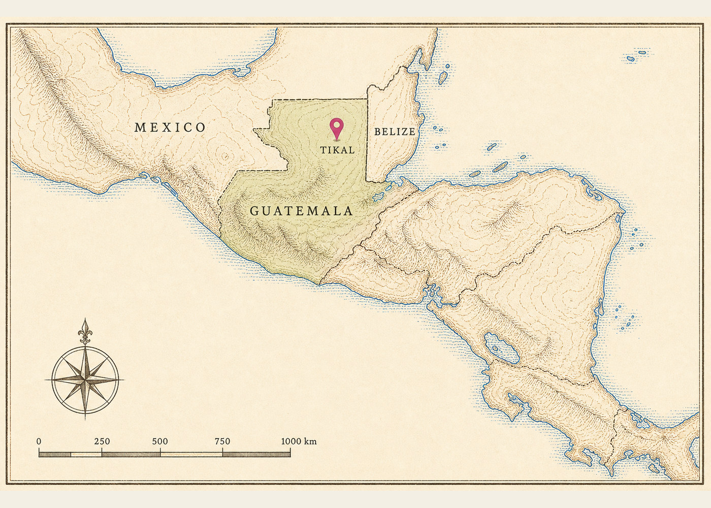 Locator map: Tikal in the northern Peten, Guatemala
